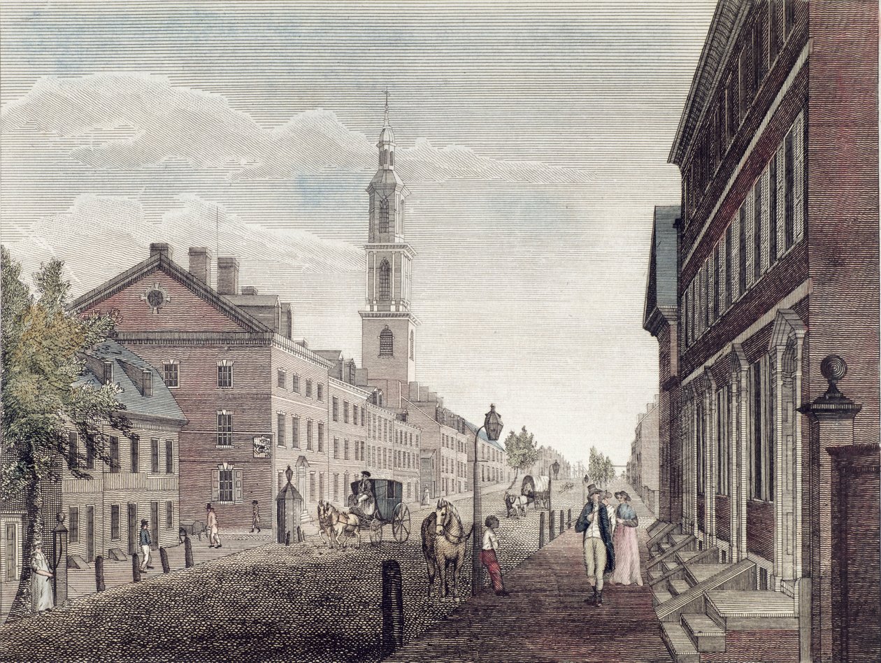 Jeden z „Widoków Filadelfii”, 1799 autorstwa William Russell Birch