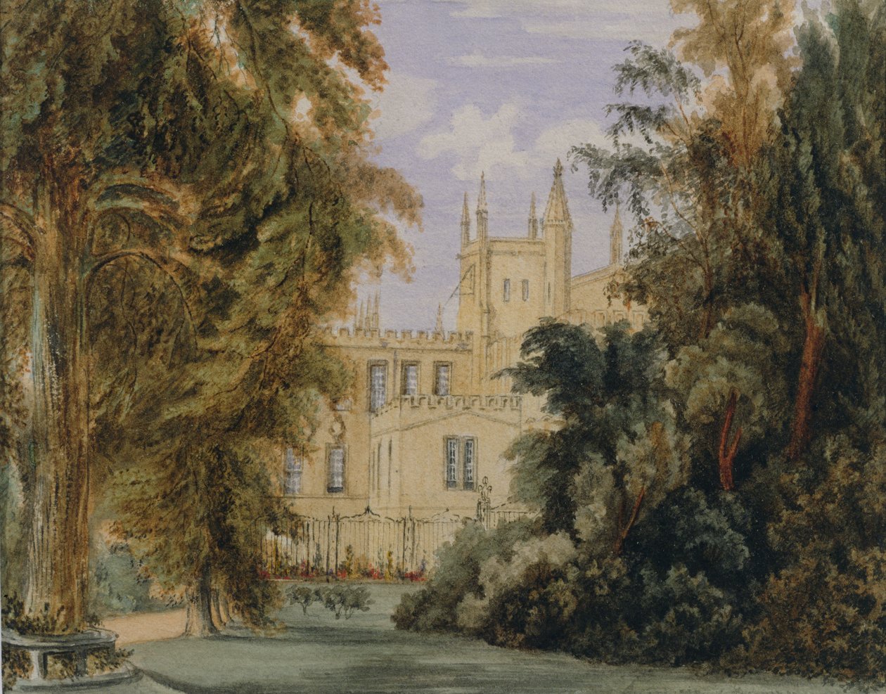 Kwadrat ogrodowy w New College w Oksfordzie, 1877 r. autorstwa Joseph Mallord William Turner