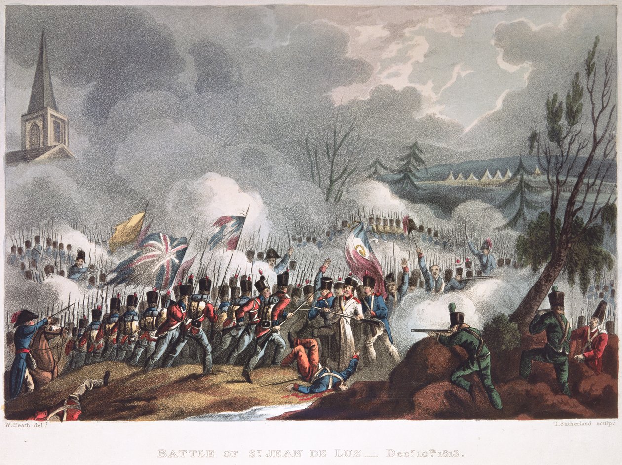 Bitwa pod St. Jean de Luz, 10 grudnia 1813, grawerowana przez Thomasa Sutherlanda (b.c.1785) autorstwa William after Heath