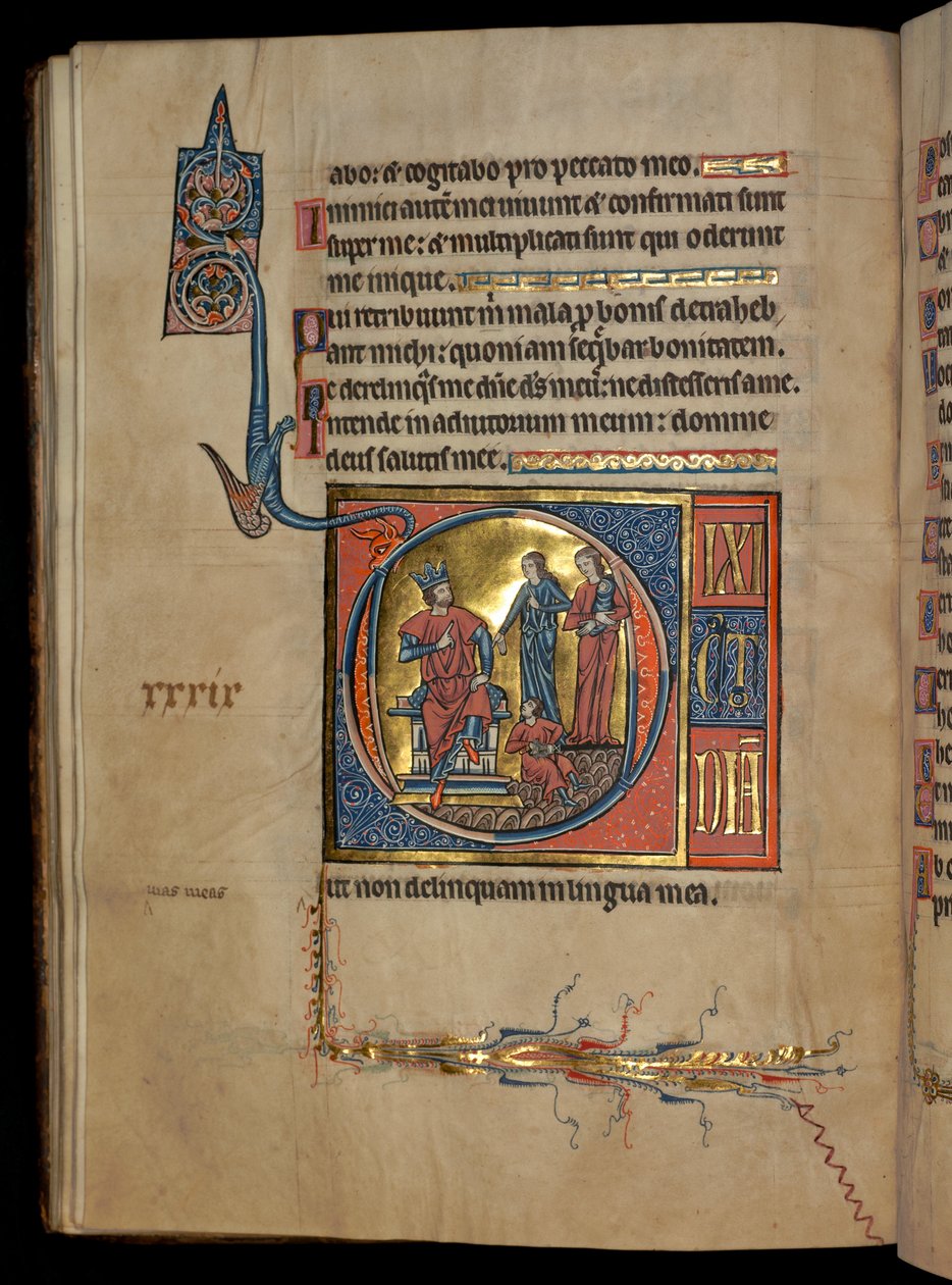 Ms 322 f.41v, Psalm 38, inicjał D, Wyrok Salomona, ilustracja z 