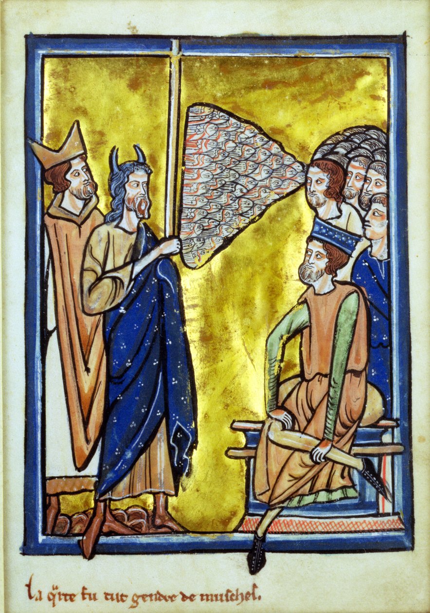 Czwarta plaga egipska, z księgi obrazów Bilbego, ok. 1250 r. autorstwa William de Brailes  