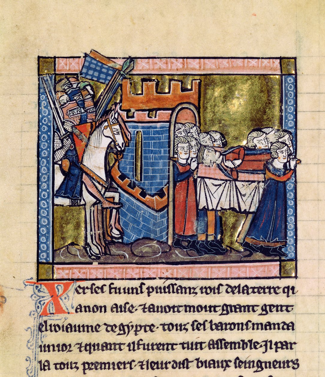 Fr.2630 f.102 Obywatele Edessy składają hołd Baldwinowi II, z Estoire d