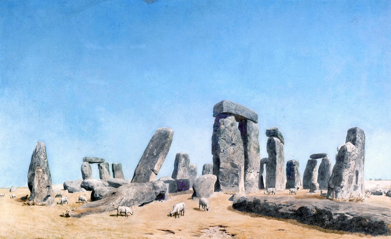 Owce pasące się w Stonehenge (akwarela) autorstwa William (1789 1862) Turner