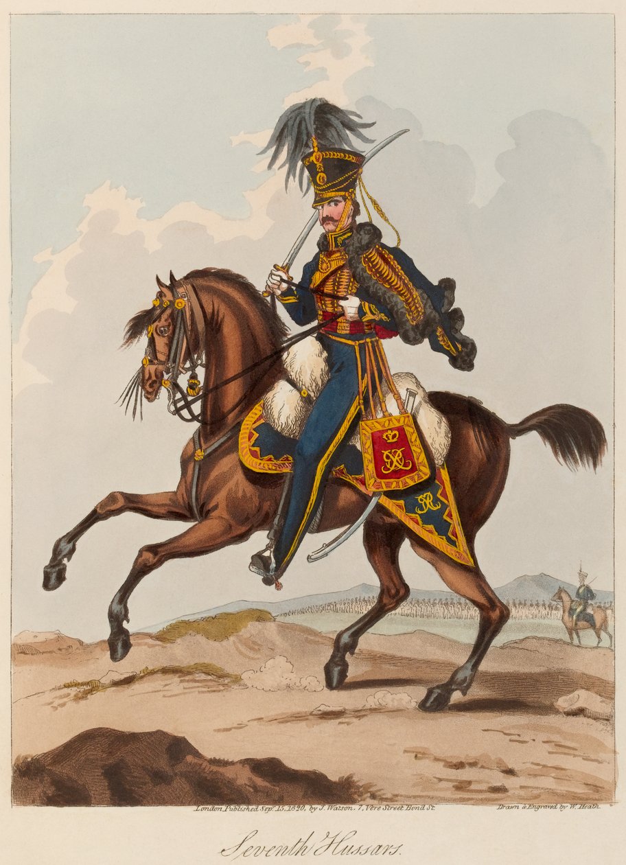Siódmy Huzar (akwatinta, kolorowa) autorstwa William (after) Heath