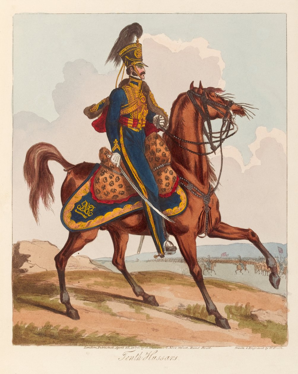X Hussars (akwatinta, kolorowa) autorstwa William (after) Heath