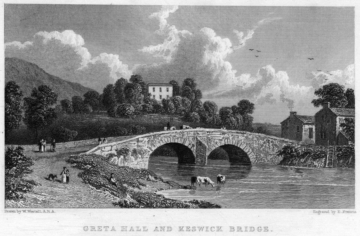 Greta Hall i Keswick Bridge (rycina) autorstwa William (after) Westall