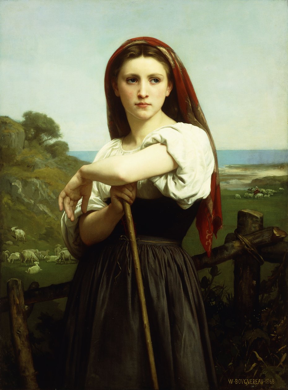 Młoda Pasterka; Jeune Bergere, 1868 r. autorstwa William Adolphe Bouguereau