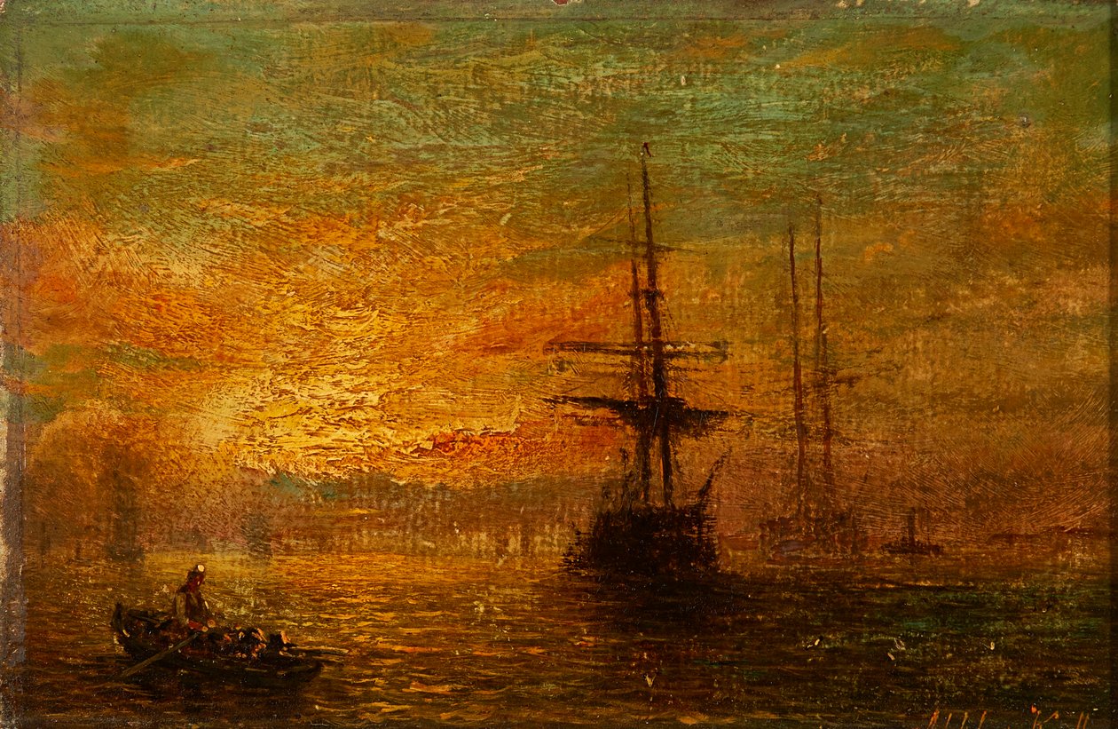Rowing Out (olej na pokładzie) autorstwa William Adolphus Knell