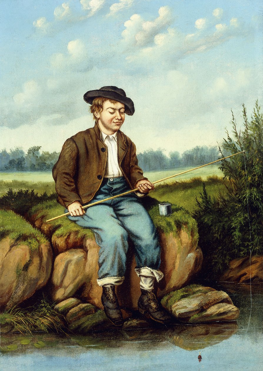 Chłopiec łowienie ryb, autorstwa William Aiken Walker