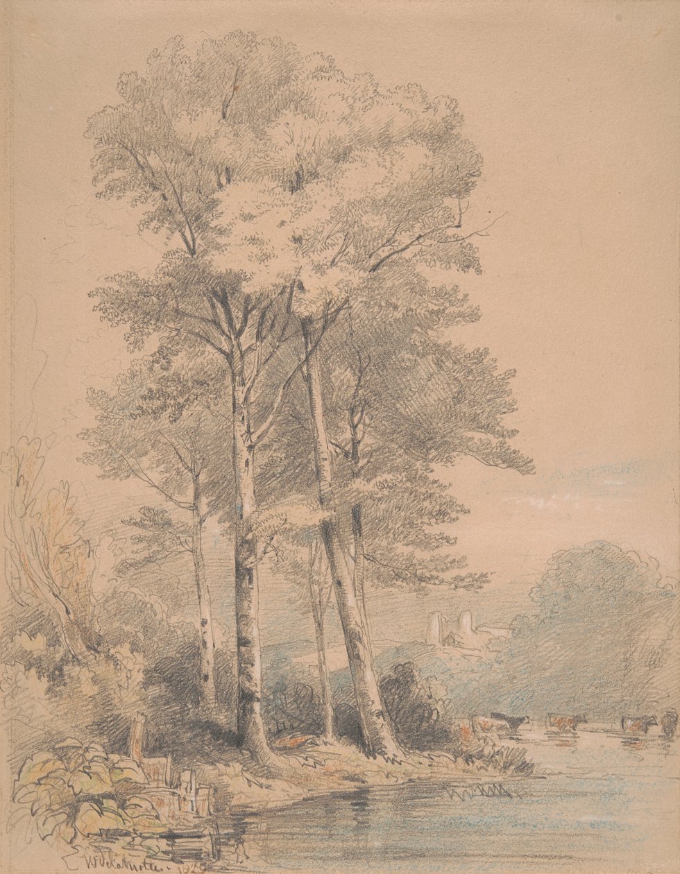 Zamek Llandovery, Południowa Walia autorstwa William Alfred Delamotte
