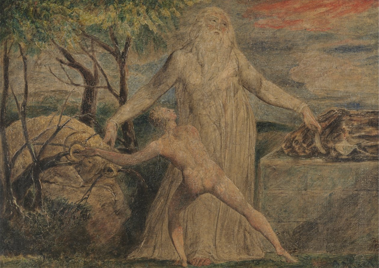 Abrahama i Izaaka autorstwa William Blake