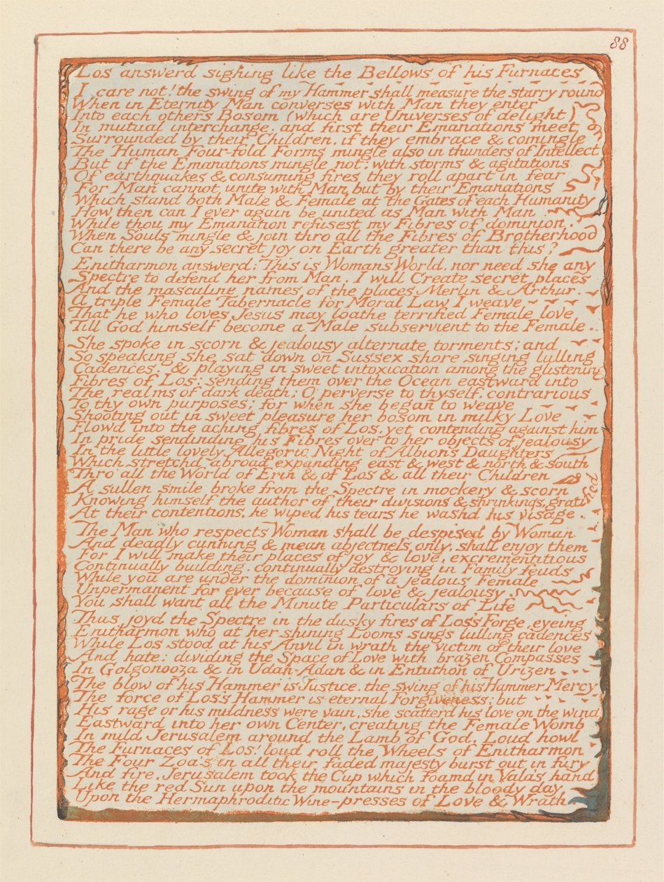 Jerozolima, ilustracja 88, Los odpowiedział westchnieniem.... autorstwa William Blake