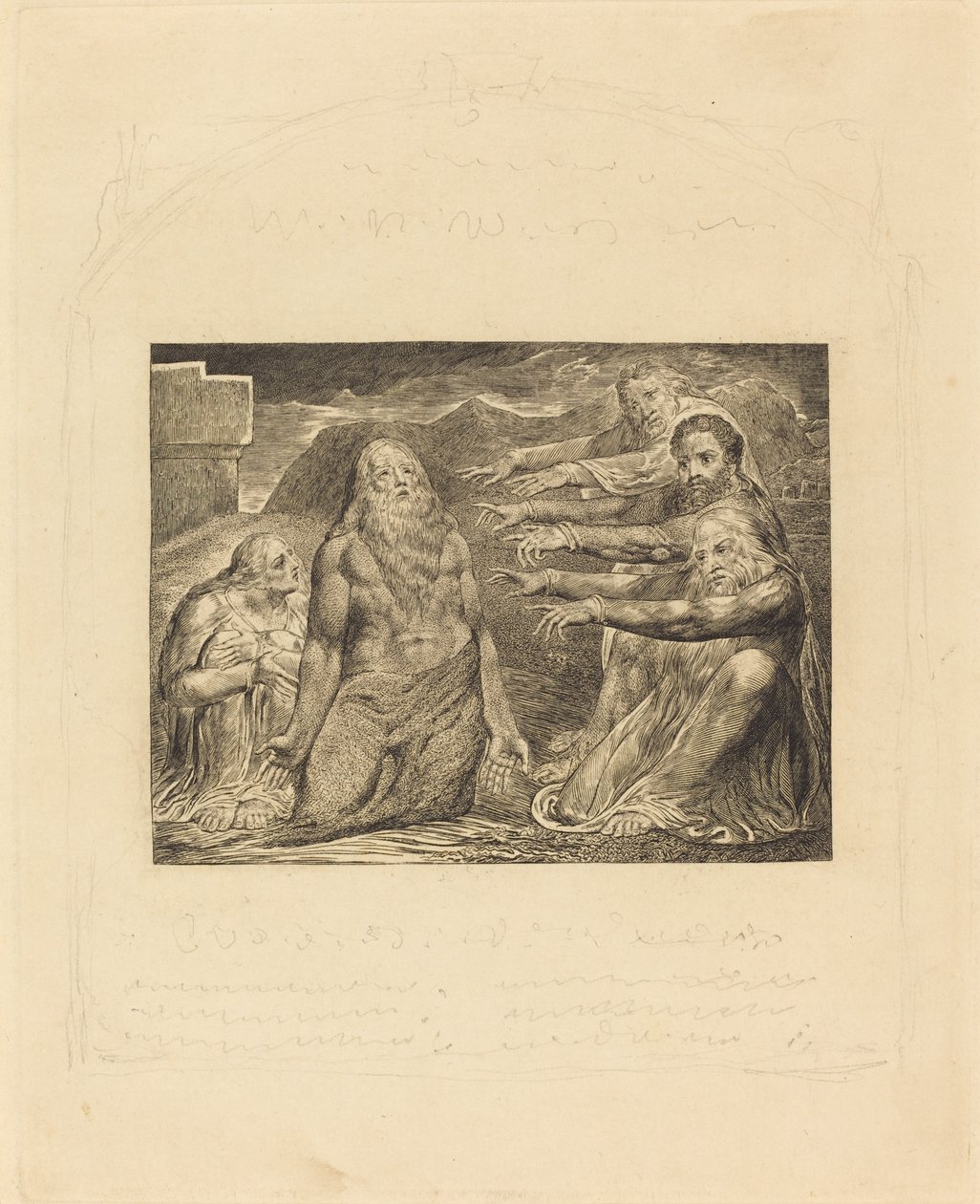Hiob skarcony przez swoich przyjaciół, 1825. autorstwa William Blake