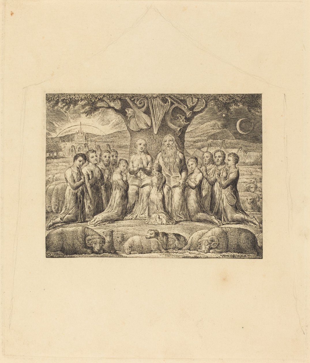 Hiob i jego rodzina autorstwa William Blake
