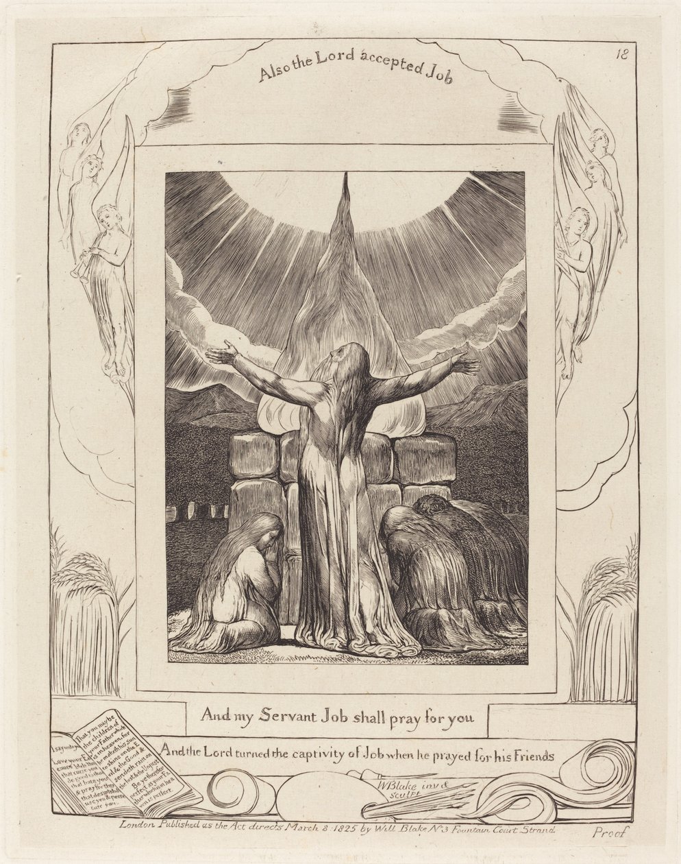 Ofiara Hioba, 1825. autorstwa William Blake