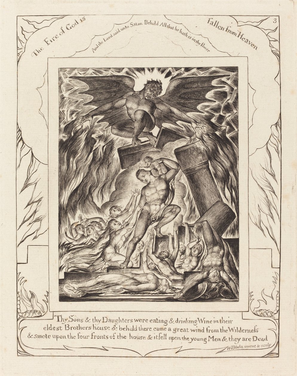 Zniszczenie synów Hioba, 1825. autorstwa William Blake