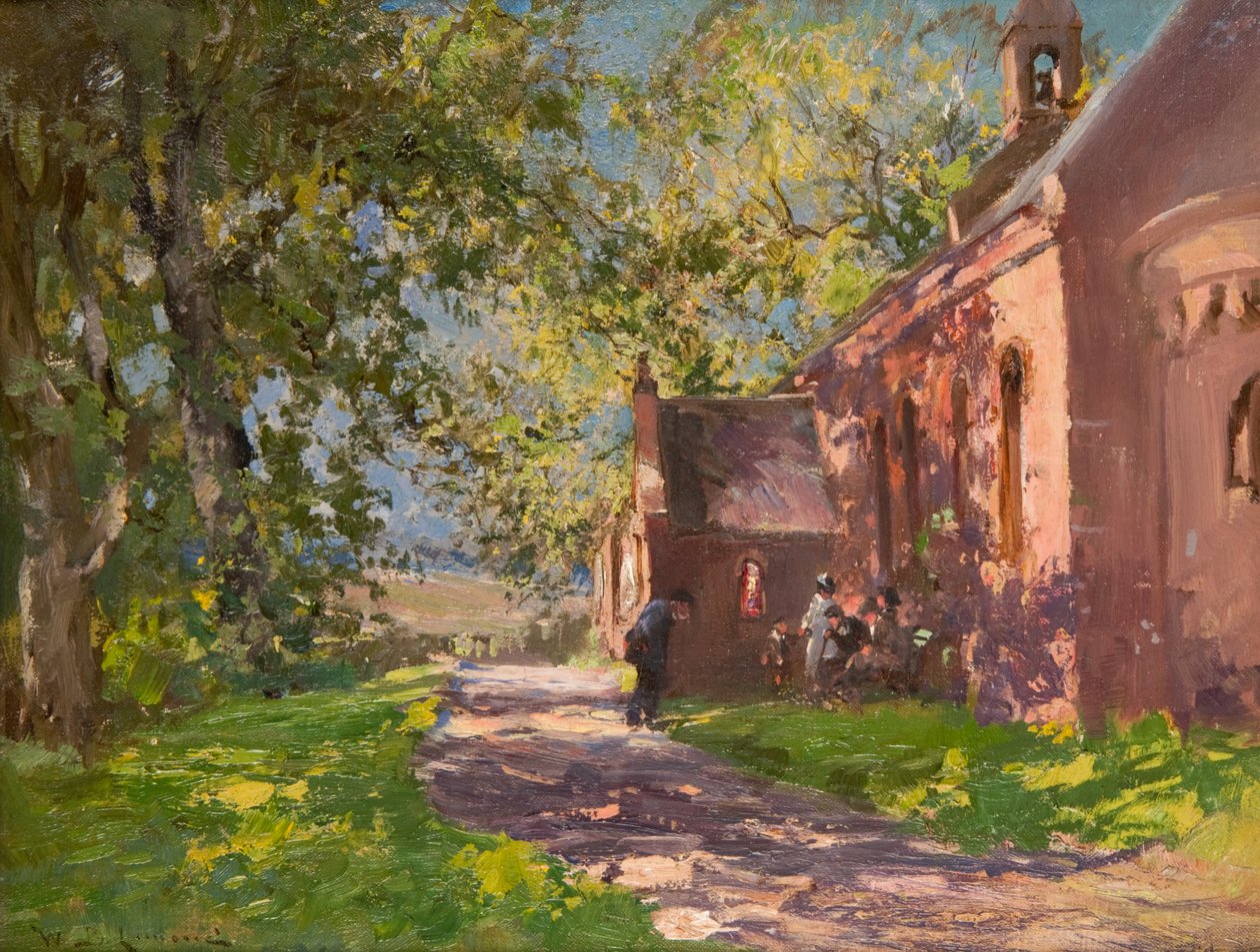 Kościół Auchmithie (olej na płótnie) autorstwa William Bradley Lamond