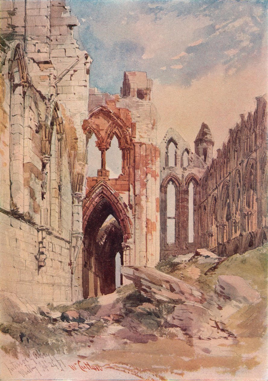 Wnętrze opactwa Whitby, ok. 1915 r. autorstwa William Callow