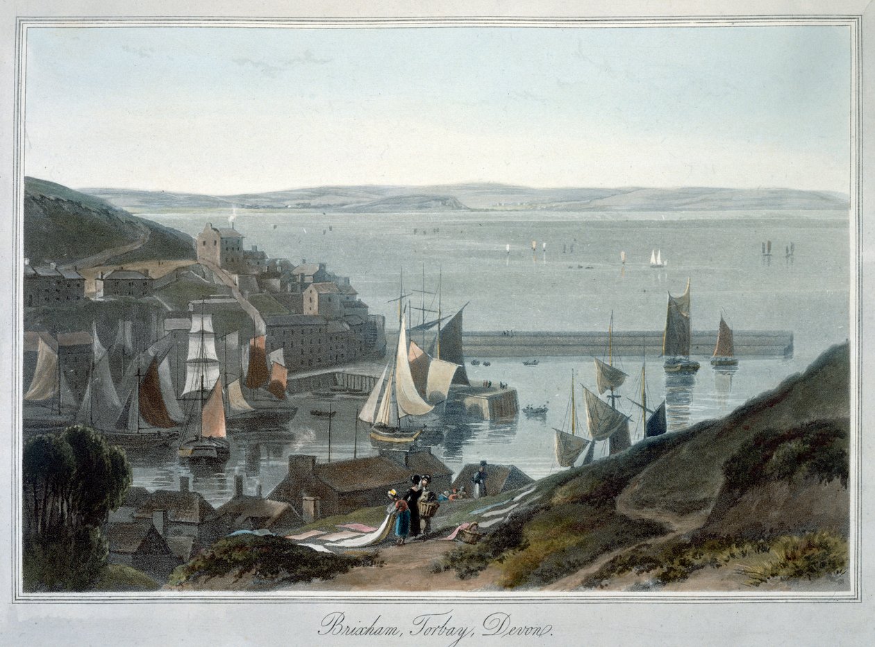 „Brixham, Torbay, Devon”, 1825 autorstwa William Daniell