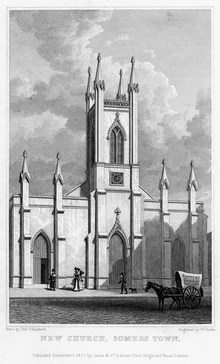 Nowy kościół, Somers Town, Camden, Londyn, 1827. autorstwa William Deeble