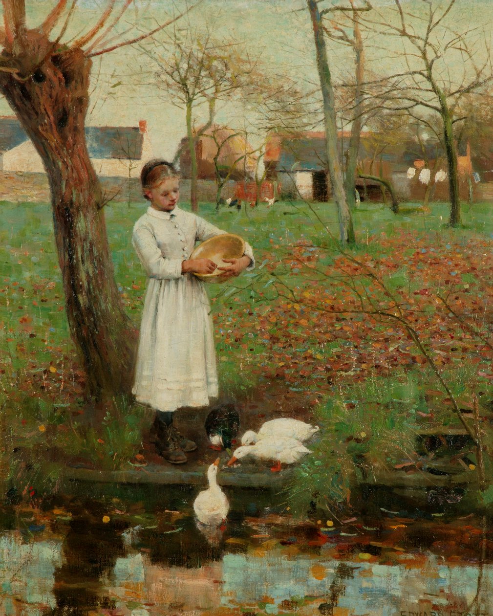 Karmienie kaczek autorstwa William Edward Stott