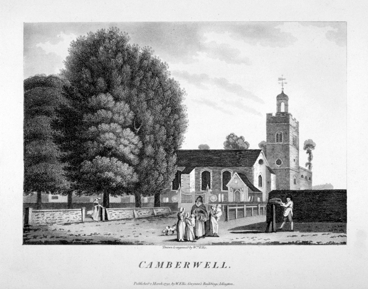 Kościół św Idziego, Camberwell, Londyn, 1792. autorstwa William Ellis