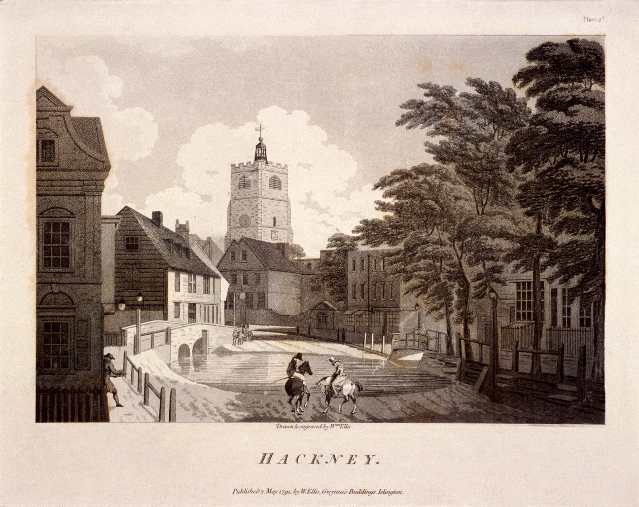 Widok ogólny Hackney, Londyn, 1791 autorstwa William Ellis