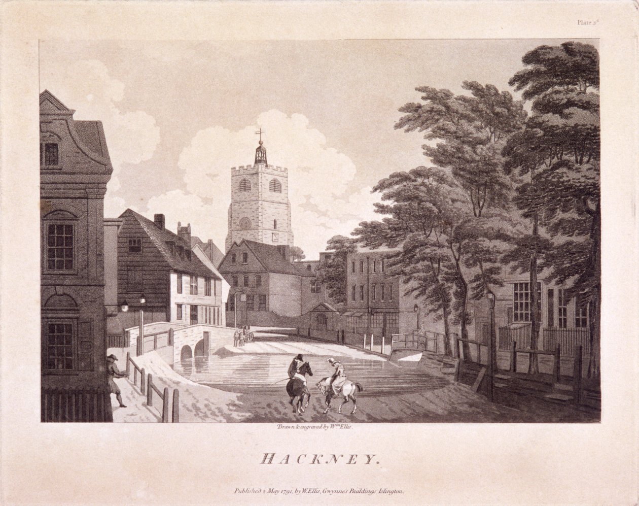 Hackney Brook, Hackney, Londyn, 1791 autorstwa William Ellis