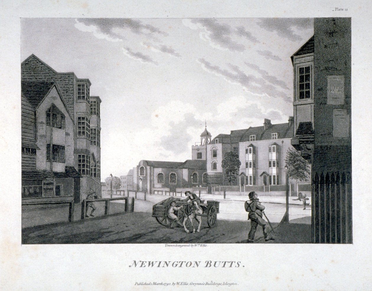 Newington Butts, Southwark, Londyn, 1792. autorstwa William Ellis