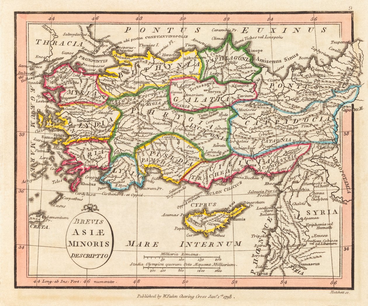 Starożytna Azja Mniejsza. Mapa. autorstwa William Faden