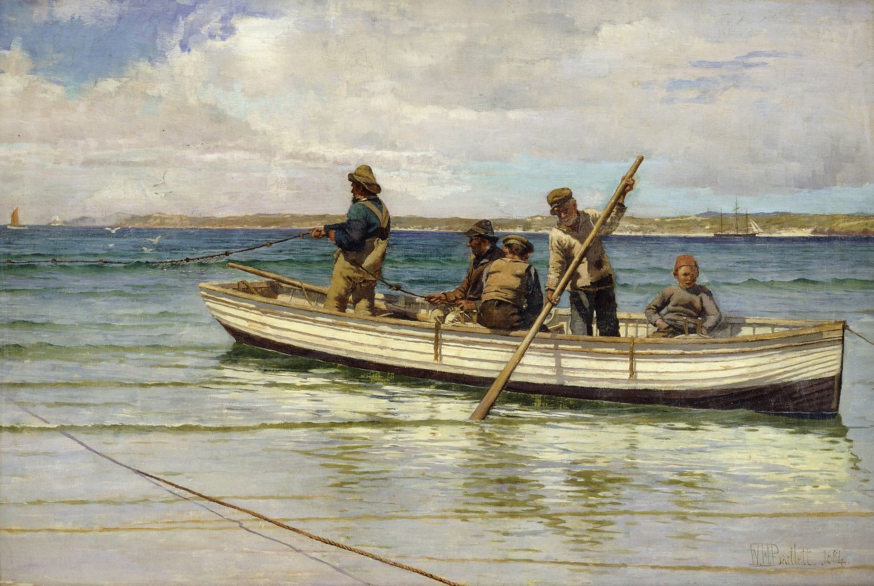 Holowanie w połowu, 1884 autorstwa William H. Bartlett