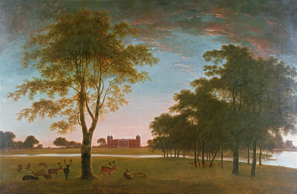 Dom i park Osterley wieczorem autorstwa William Hannan
