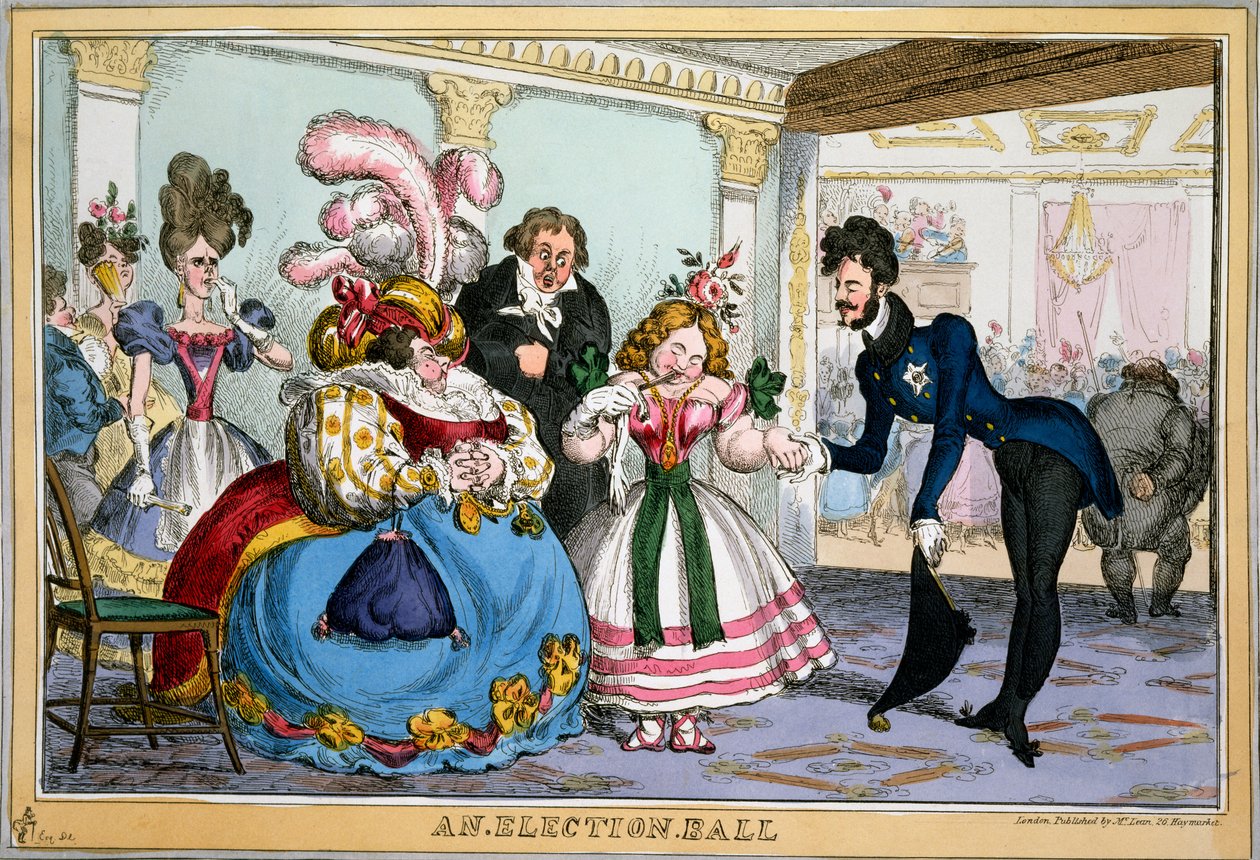 Bal Wyborczy, ok. 1829 (ręcznie barwiony grawerunek) autorstwa William Heath