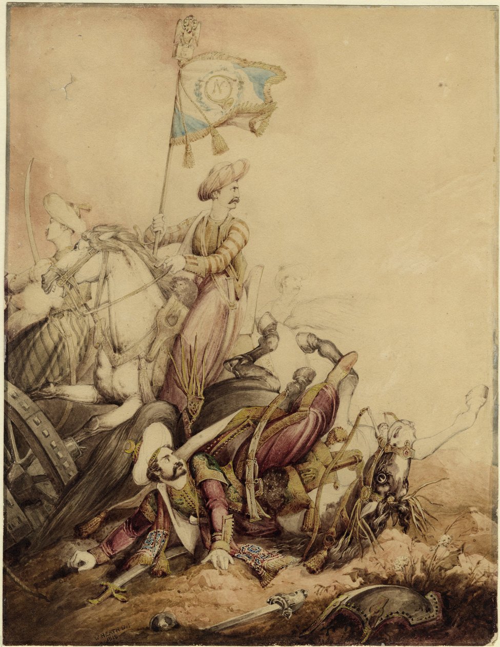Chorąży mamelucki w walce, 1818 autorstwa William Heath