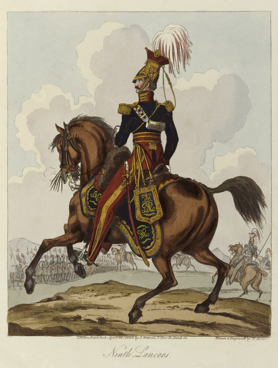 Dziewiąty Huzar, 1820 (kolorowa akwatinta) autorstwa William Heath