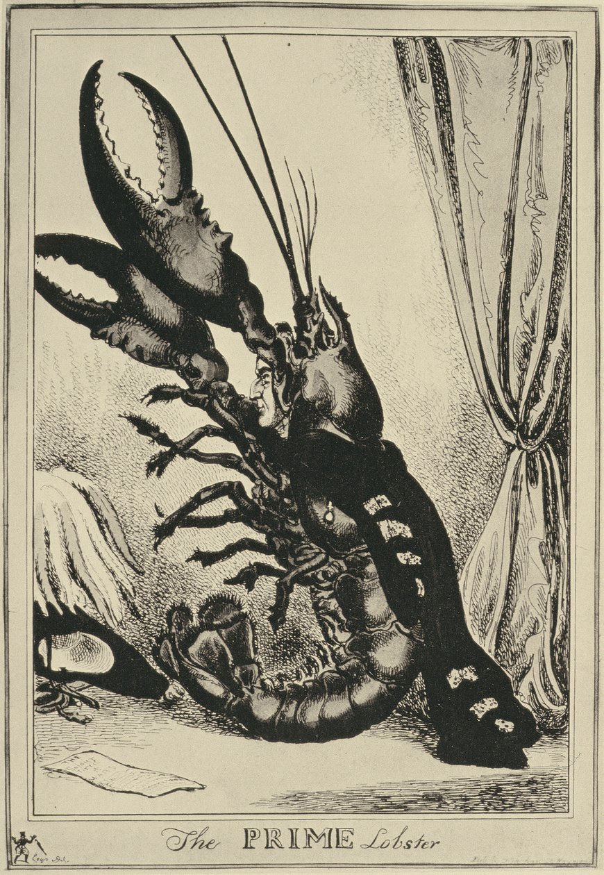 Pierwszy homar, 1828 autorstwa William Heath