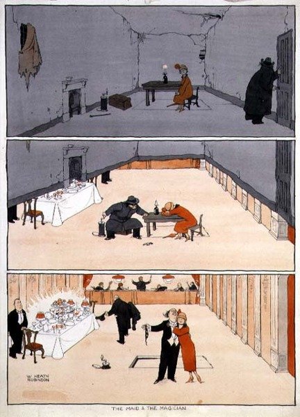 Pokojówka i magik autorstwa William Heath Robinson