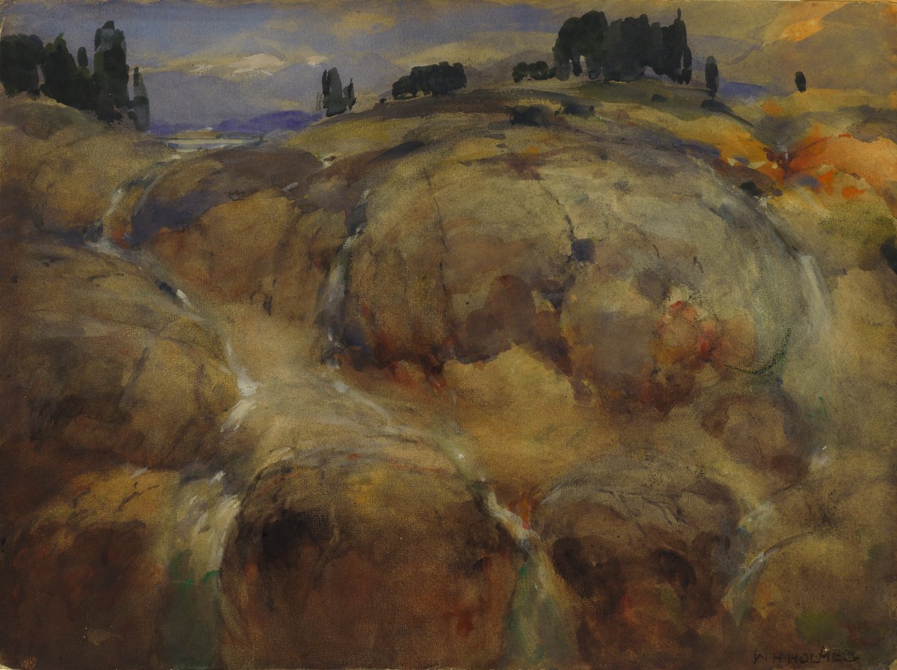 Opuszczone dno lodowca, b.d. autorstwa William Henry Holmes