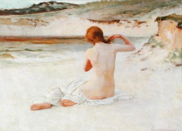 Akt na plaży autorstwa William Henry Margetson