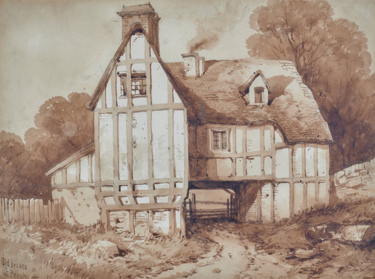 Stare domy w Penshurst, Kent autorstwa William Henry Stothard