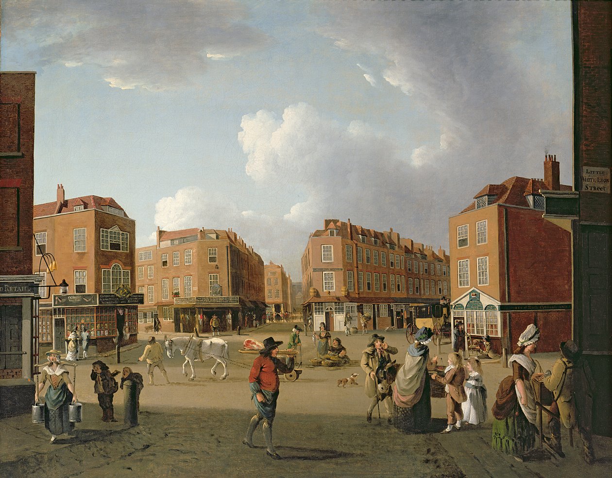 Siedem tarcz, Covent Garden autorstwa William Hodges
