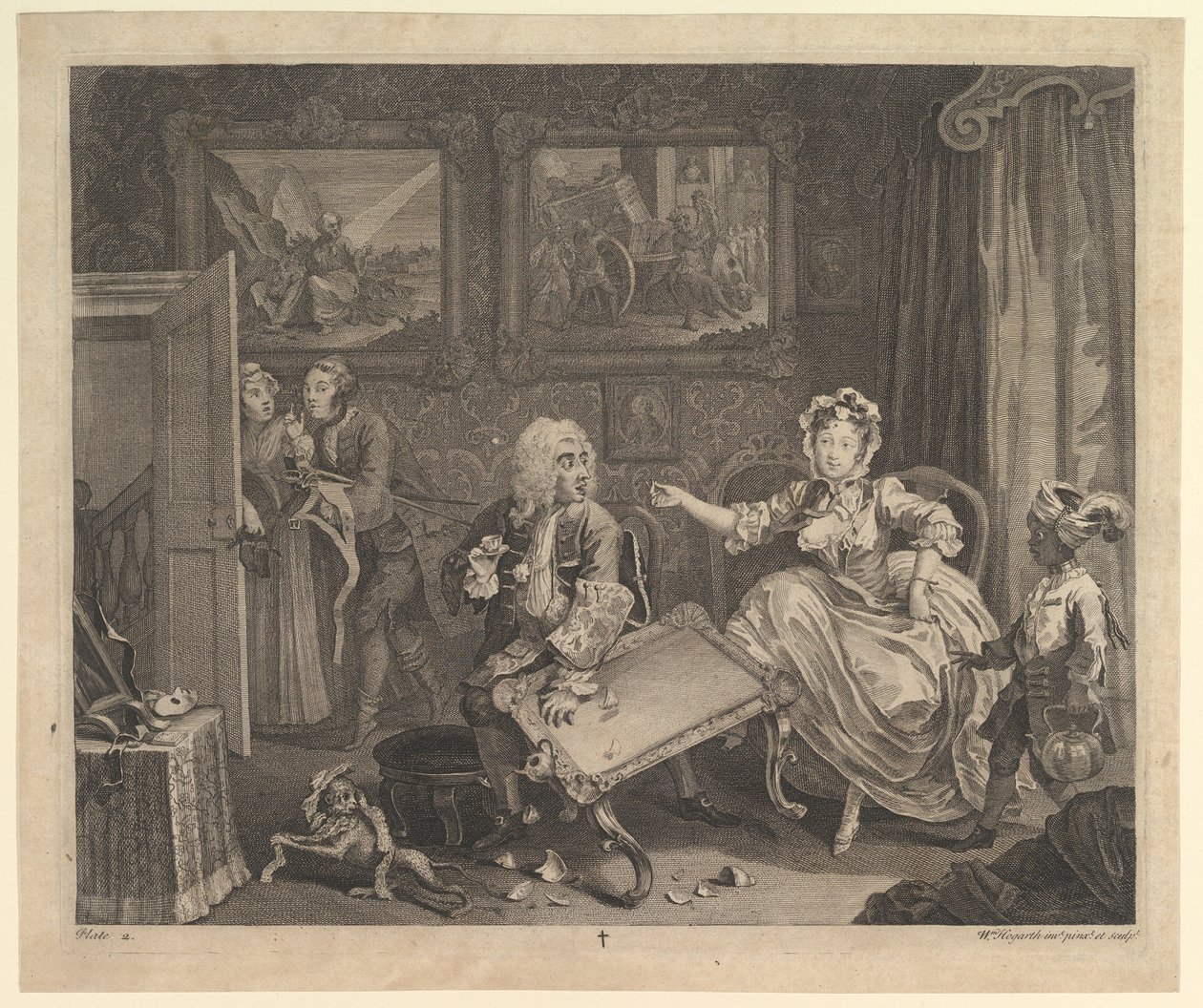 Postęp nierządnic, płyta 2, kwiecień 1732. autorstwa William Hogarth