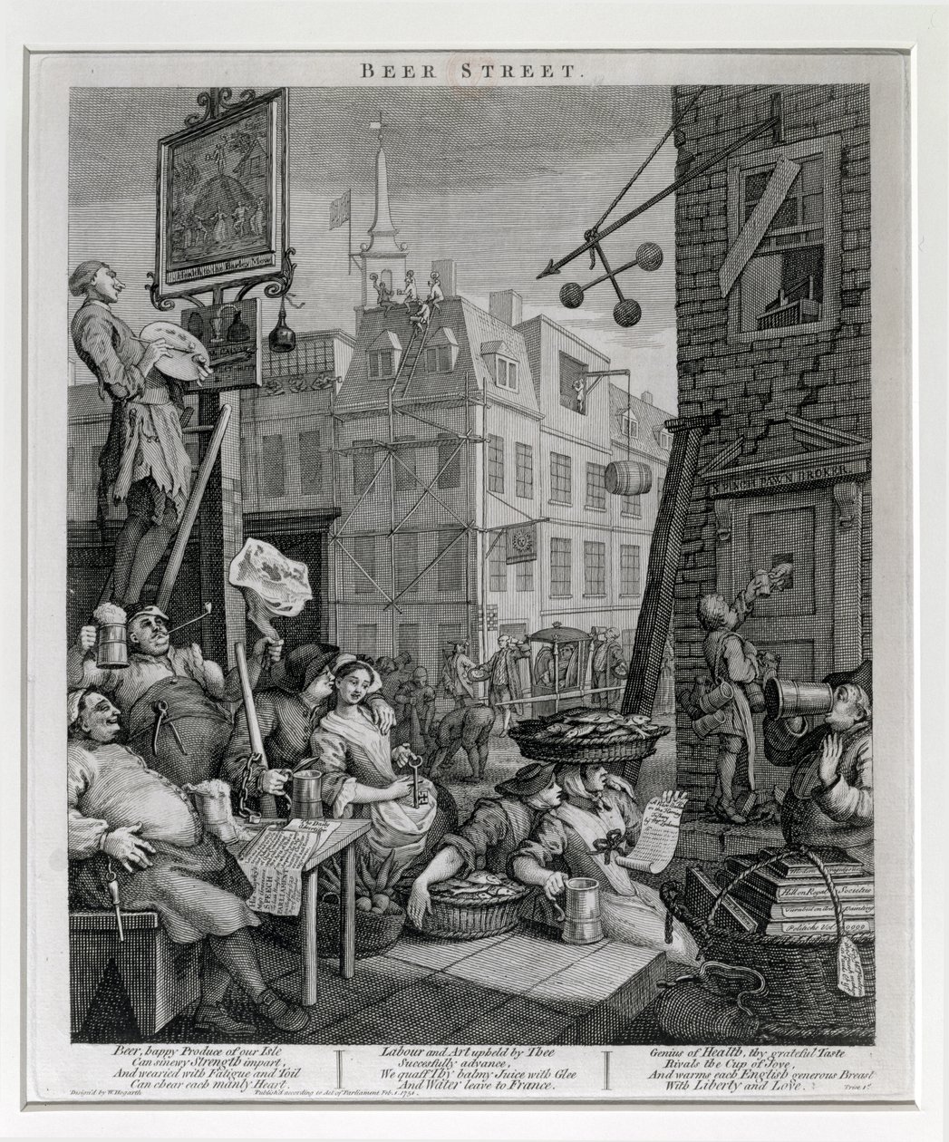 Ulica Piwna, 1751 r. autorstwa William Hogarth