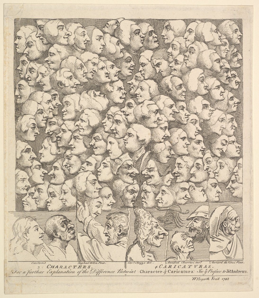 Postacie i karykatury, kwiecień 1743. autorstwa William Hogarth