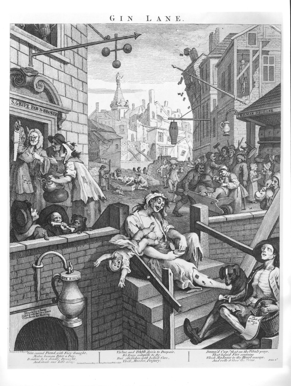 Gin Lane, 1751 autorstwa William Hogarth
