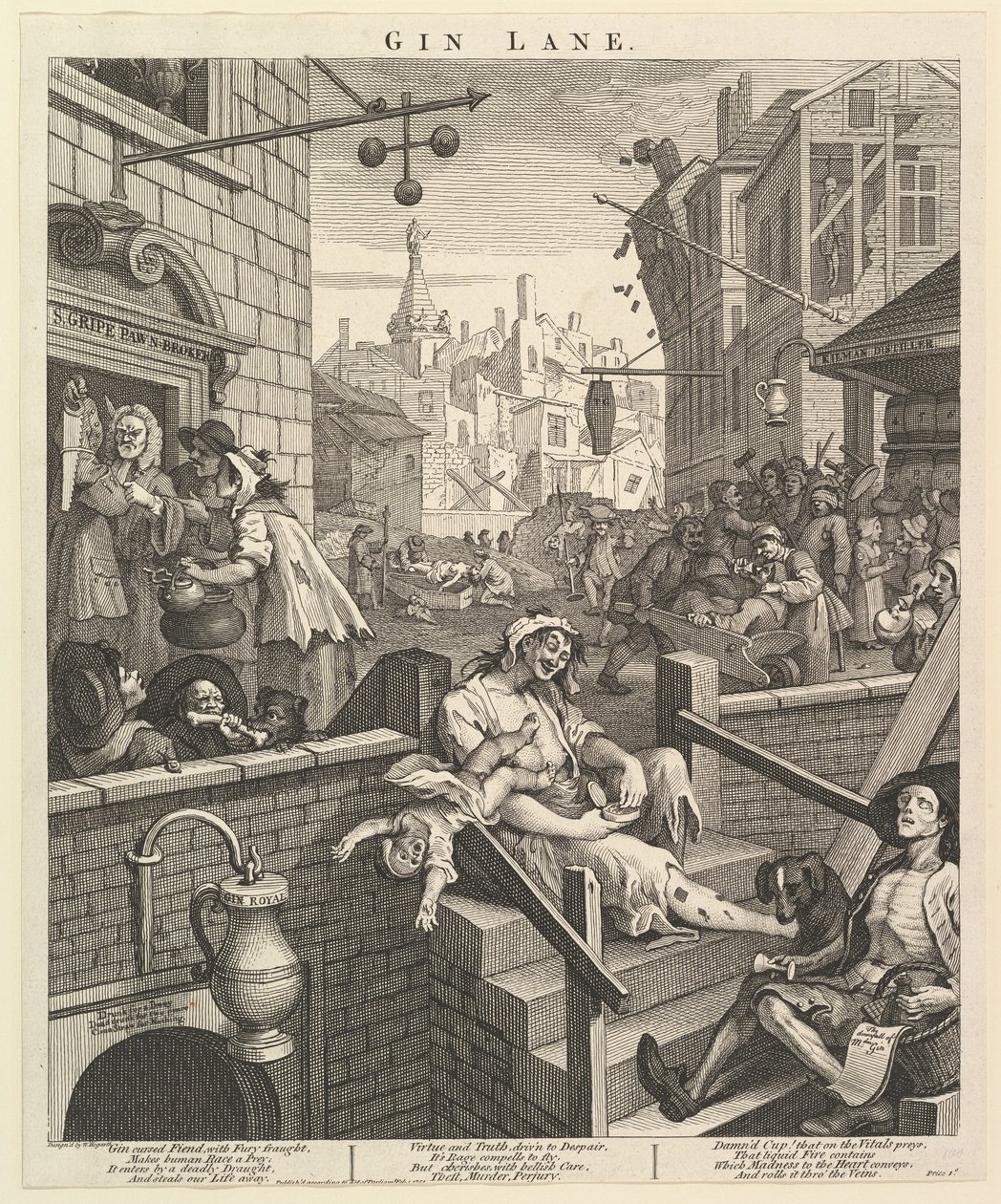 Gin Lane, 1 lutego 1751. autorstwa William Hogarth
