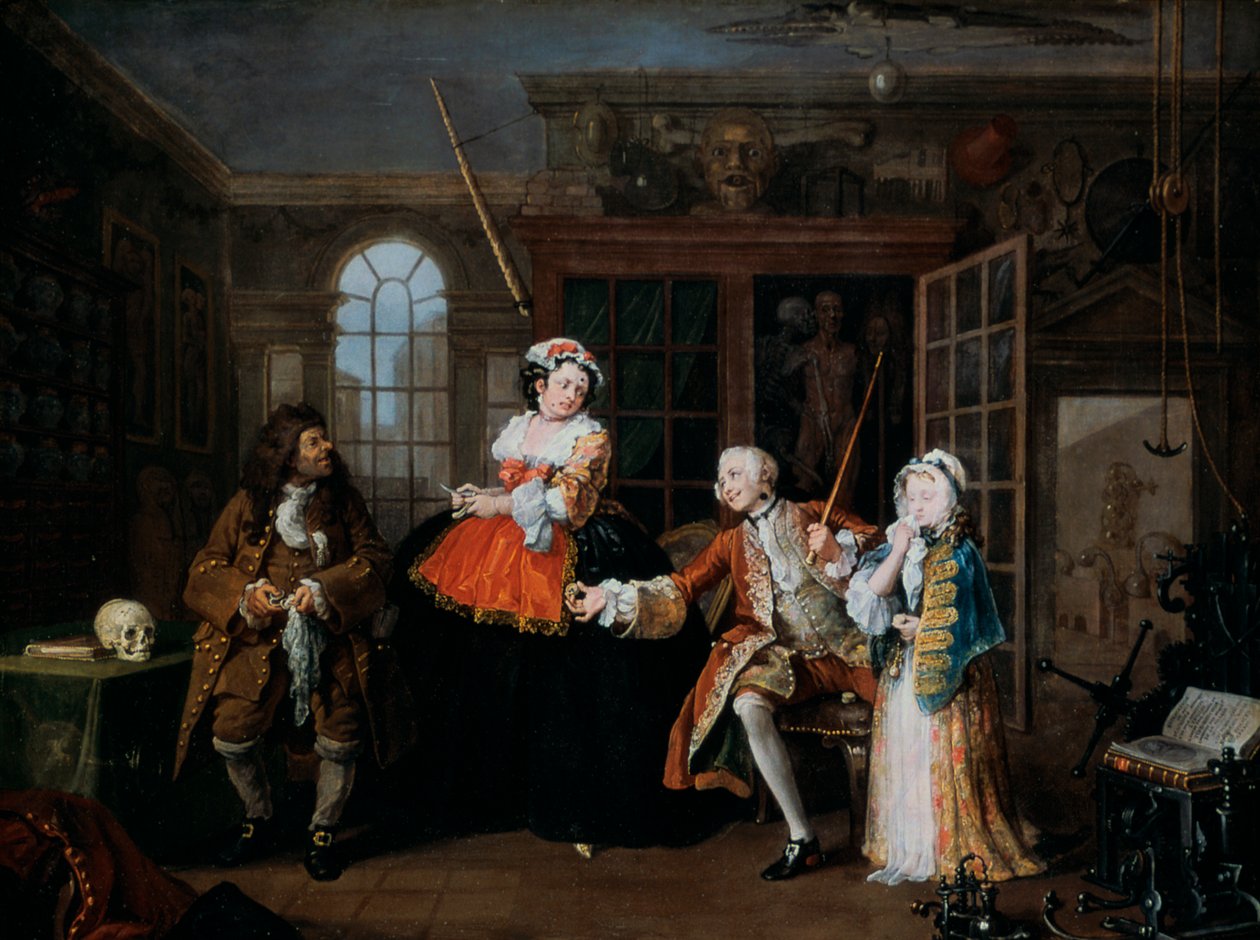 Małżeństwo A-la-Mode: 3. Inspekcja, c1743 autorstwa William Hogarth