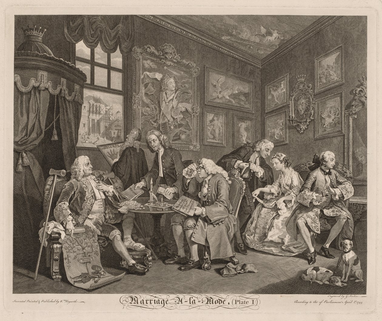 Małżeństwo à la Mode: Umowa, 1745. autorstwa William Hogarth