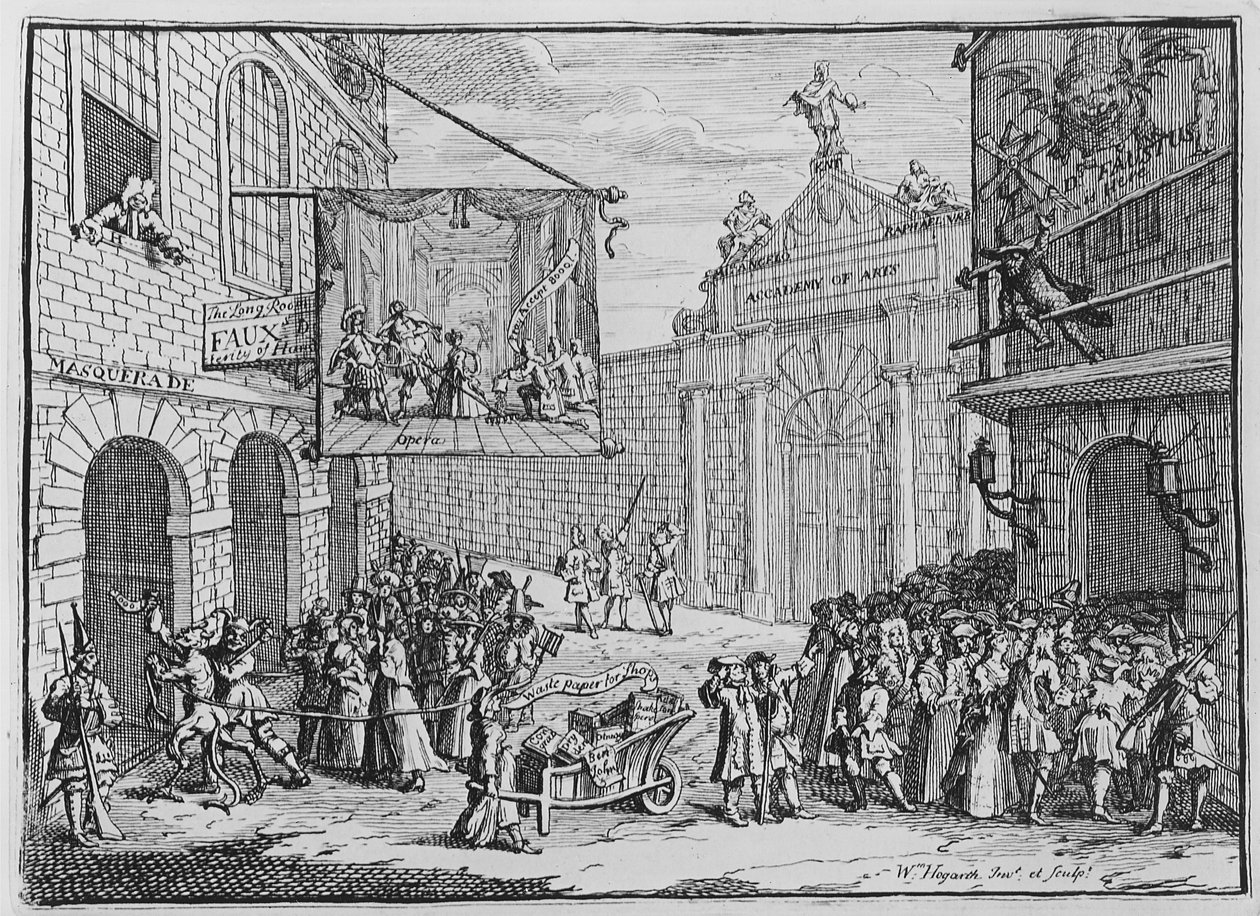 Maskarady i opery, Burlington Gate, 1724 autorstwa William Hogarth