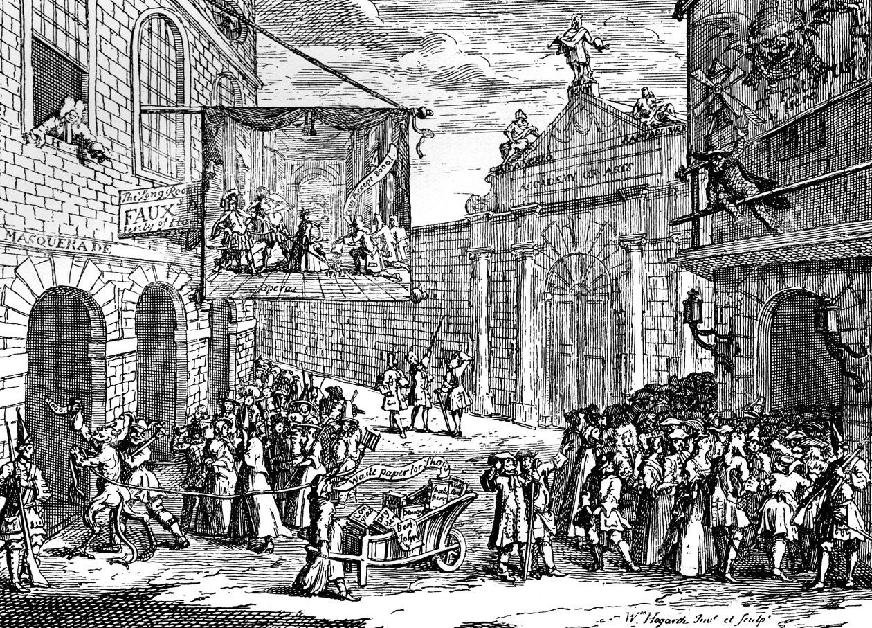 Maskarady i opery, 1724. autorstwa William Hogarth